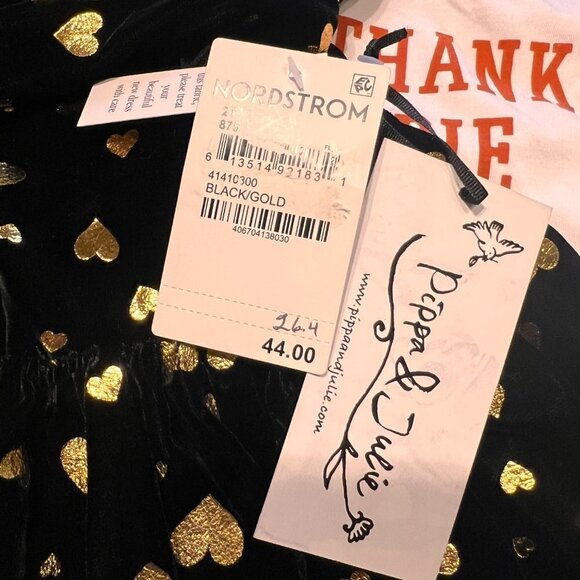 Pippa & Julie Girls' Foil Heart Velvet Dress- Size 2T - Picture 3 of 6